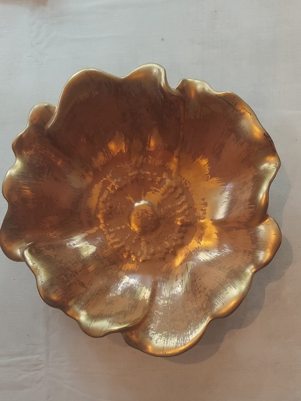 Vintage Stangl Art Pottery Antique 22KT Gold Flower Bowl 10" Wide